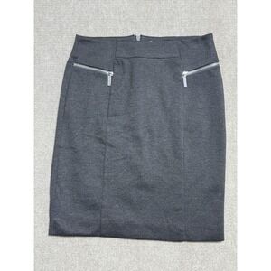 Michael Kors Skirt Womens 6 Charcoal Grey Pencil Stretch Zipper Pockets Career